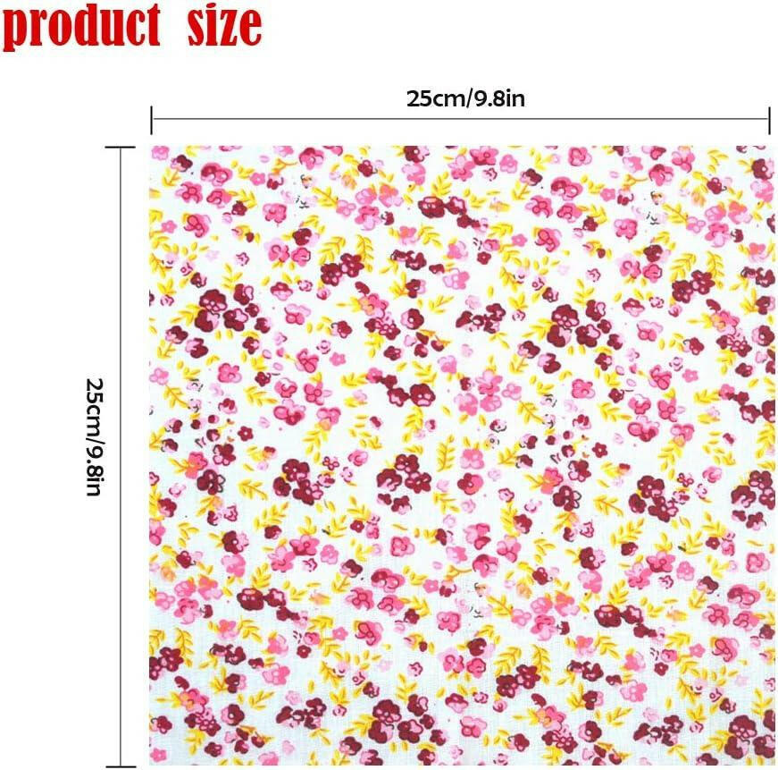 9.8-Inch Cotton Fabric Squares, 49-piece set, Floral Fabric for DIY(Red/Yellow/Green/Blue/Pink/Purple/Grey/Black) - iMZOON