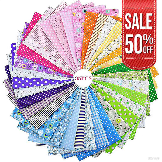 <50% OFF>9.8" Fabric Squares, 35-Piece Set