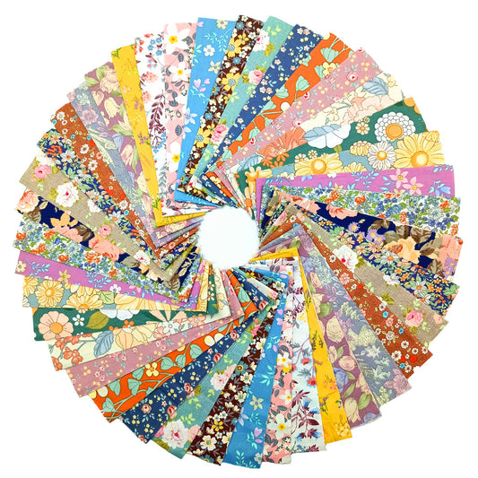 Jelly Roll Fabric Strips - 2.6 Inch Cotton Fabric, 40-piece Set, Bohemian Floral