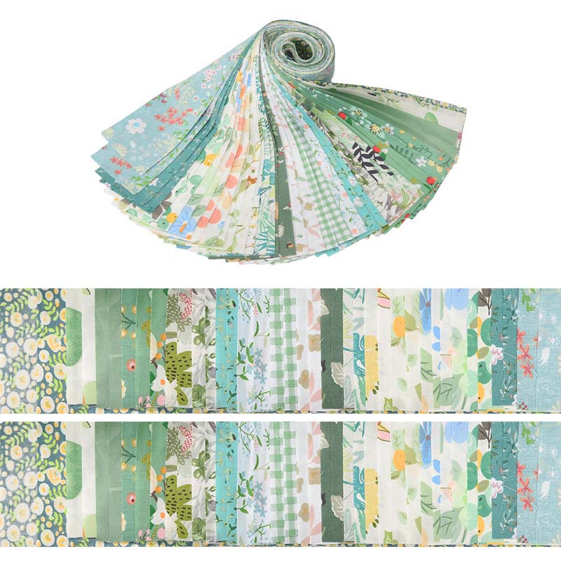 Jade Green Precut Fabric Rolls - Floral, Plaid & Plant Patterns