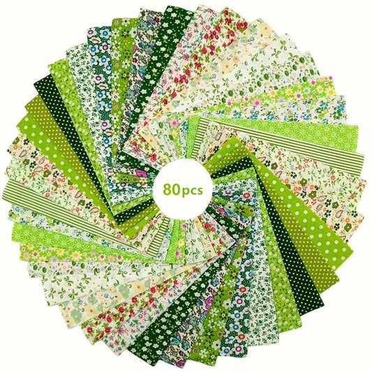 Jelly Roll Fabric Strips - 2.6 Inch Cotton Fabric, 80-piece Set, Green