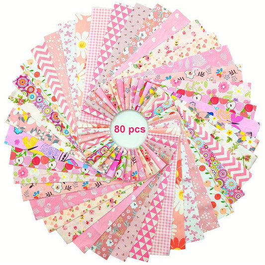 Jelly Roll Fabric Strips - 2.6 Inch Cotton Fabric, 80-piece Set, Pink