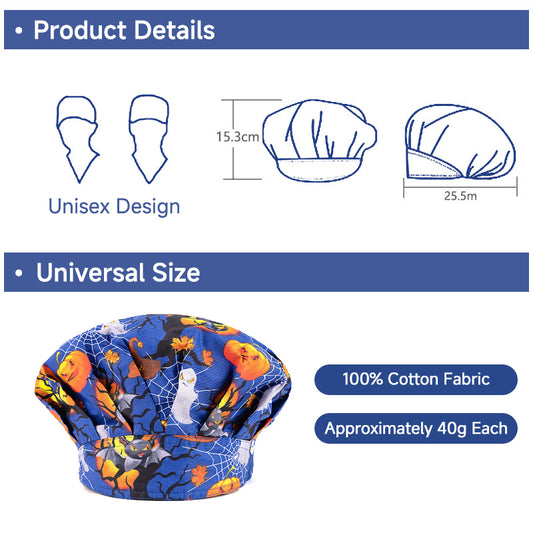 Scrub Caps, 4-Piece Set, Halloween