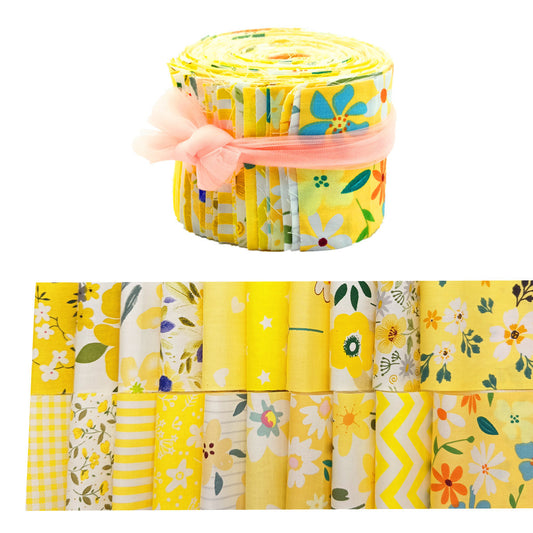 Jelly Roll Fabric Strips - 2.6 Inch Cotton Fabric, 80-piece Set, Yellow